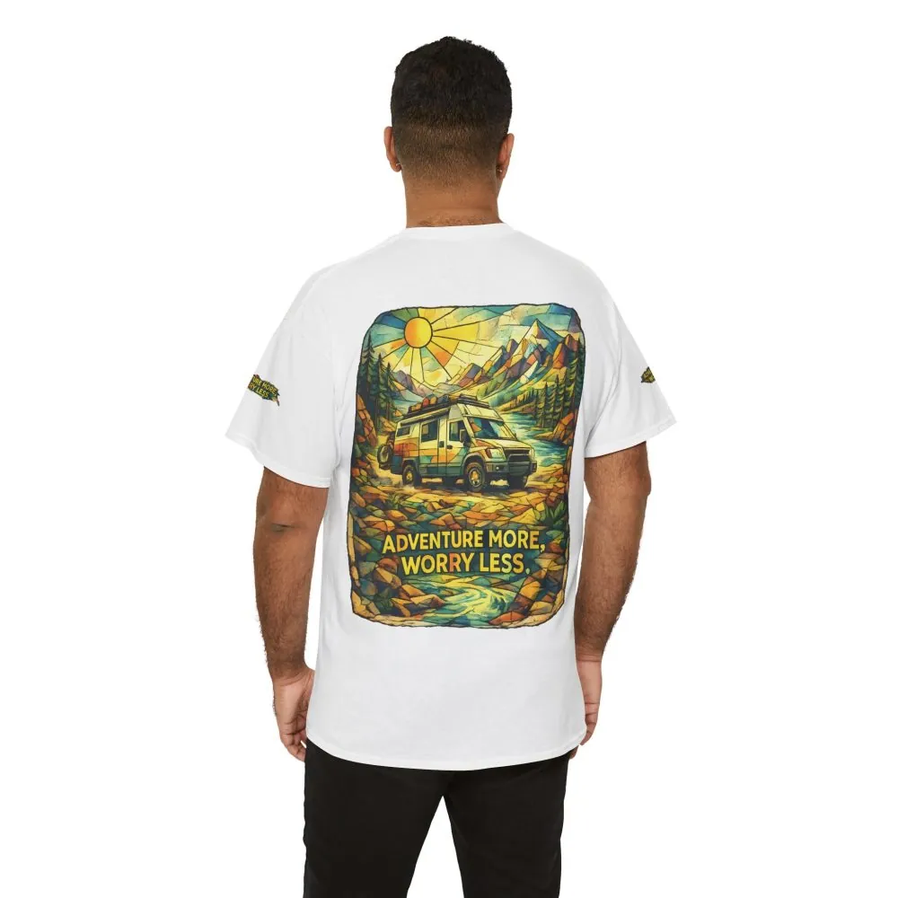 13152518586461512250_2048.jpeg Unisex Heavy Cotton Tee — "Adventure More Worry Less" Design Cubic-Line