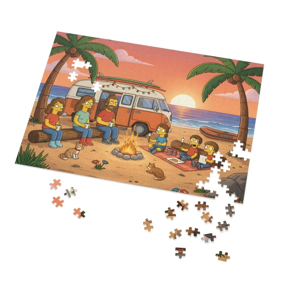 13161726434633192622_2048.jpeg Jigsaw Puzzle with Tin — Sunset Surf Van Scene