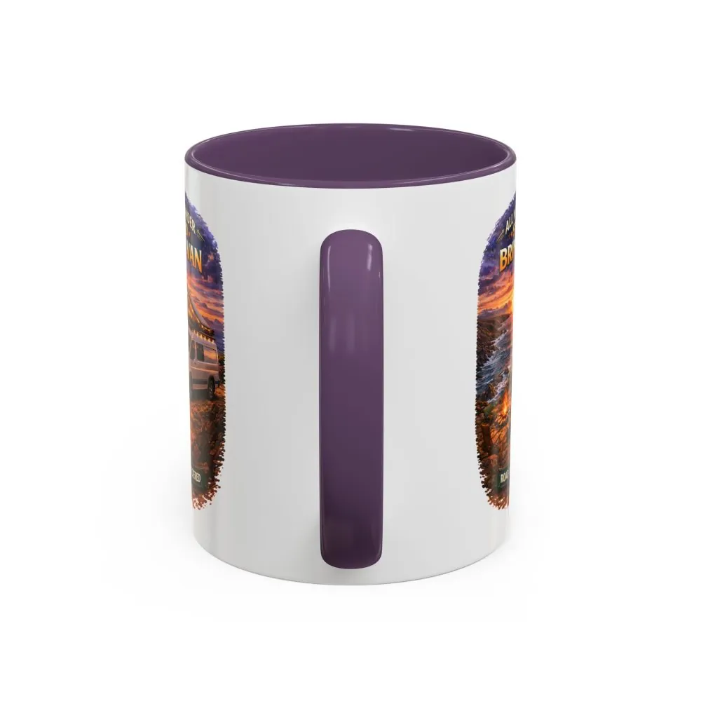 Accent Coffee Mug (11, 15oz) — "All Who wander Should Bring A Van" Design Scenic-Line
