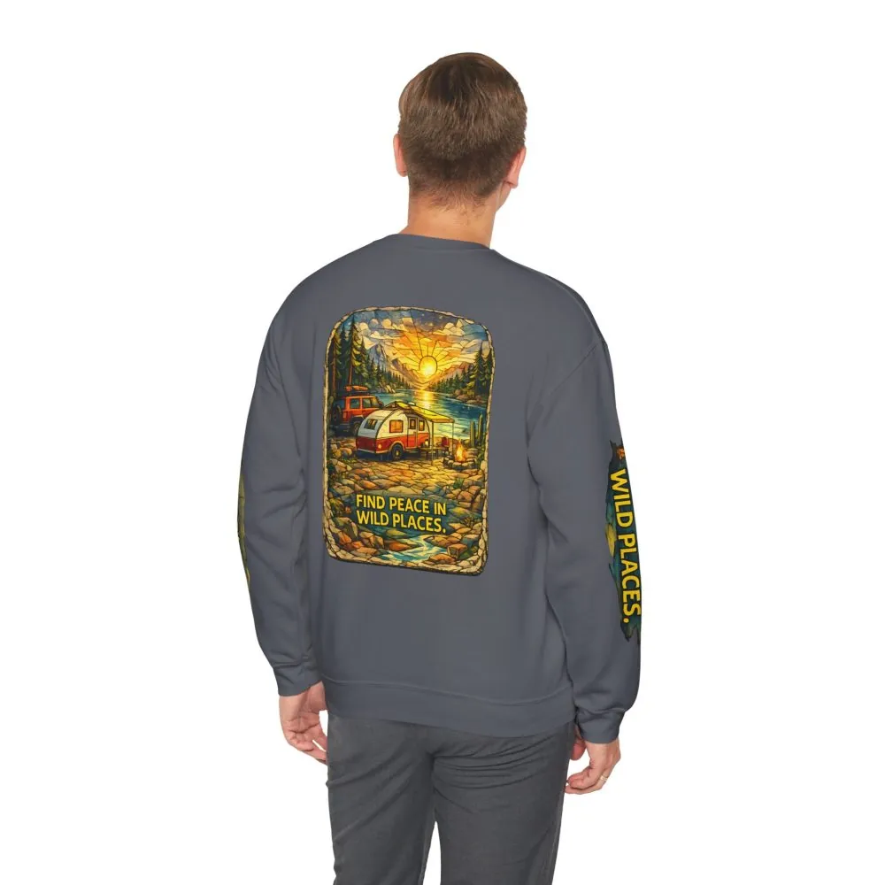 13174420142872035391_2048.jpeg Unisex Heavy Blend™ Crewneck Sweatshirt — "Find Peace In Wild Places" Design Cubic-Line