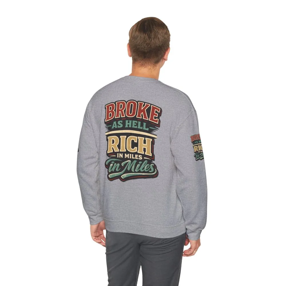 Unisex Heavy Blend™ Crewneck Sweatshirt — "Broke As Hell" Design F**K-Line
