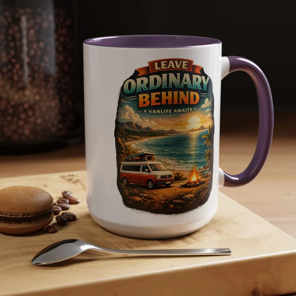 Accent Coffee Mug (11, 15oz) — "Leave Ordinary Behind" Design Scenic-Line