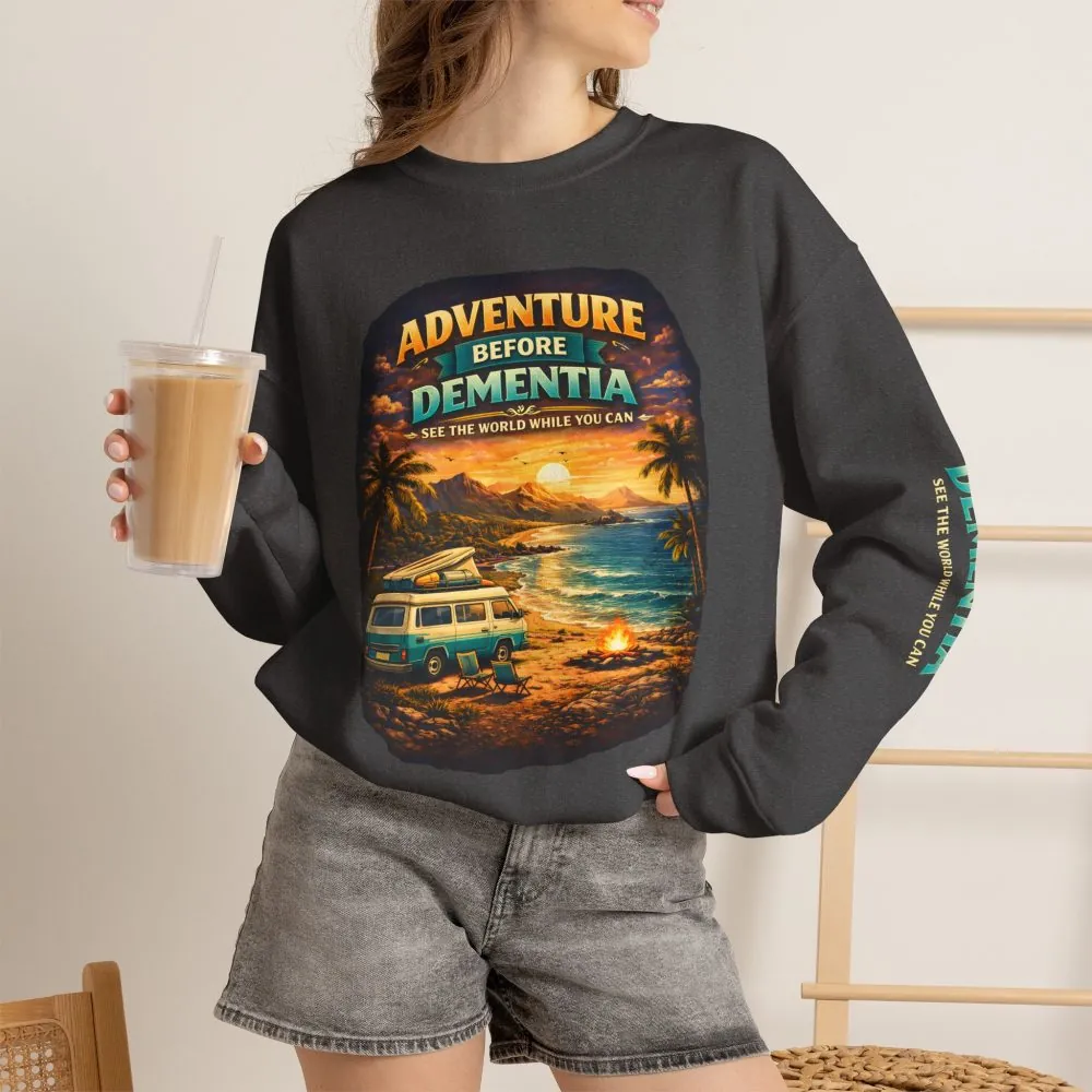 13233801253700546740_2048.jpeg Unisex Heavy Blend™ Crewneck Sweatshirt — "Adventure Before Dementia" Design Scenic-Line