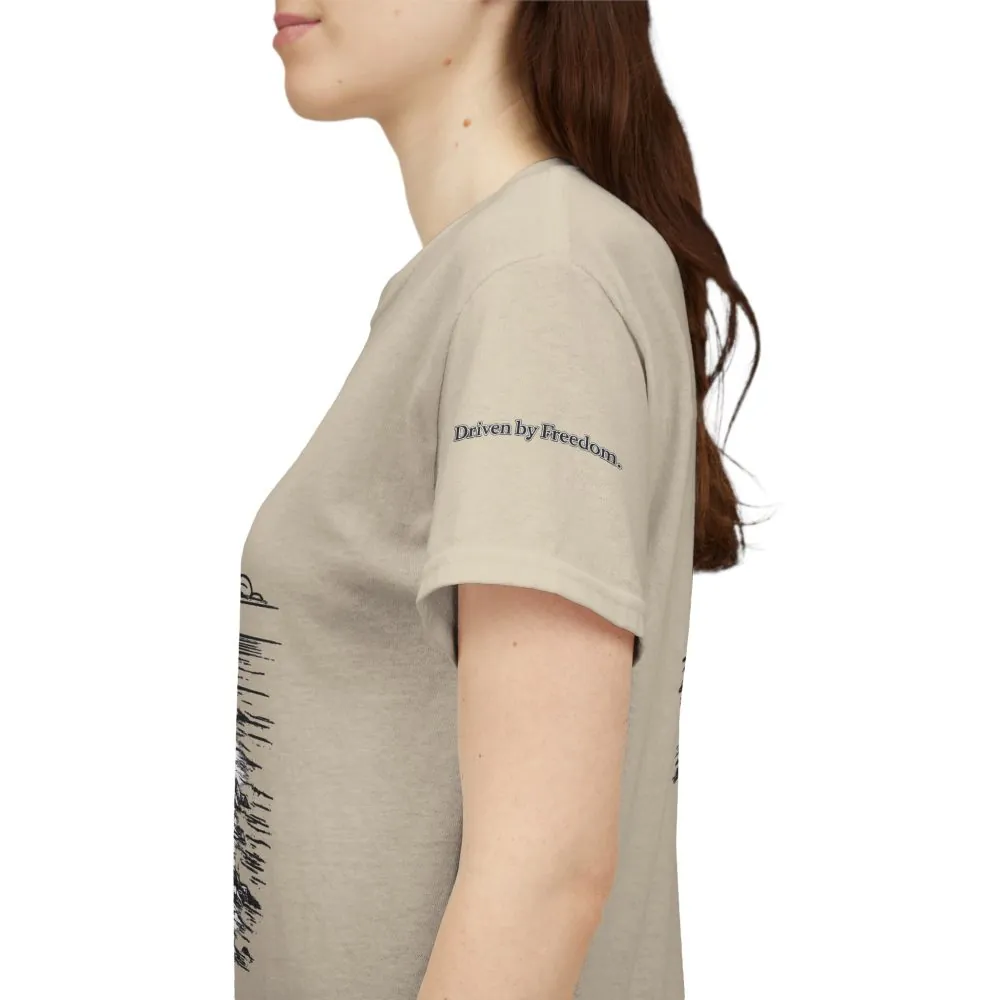 13236153493471170983_2048.jpeg Unisex Heavy Cotton Tee — ""Driven By Freedom" Design Minimal-Line
