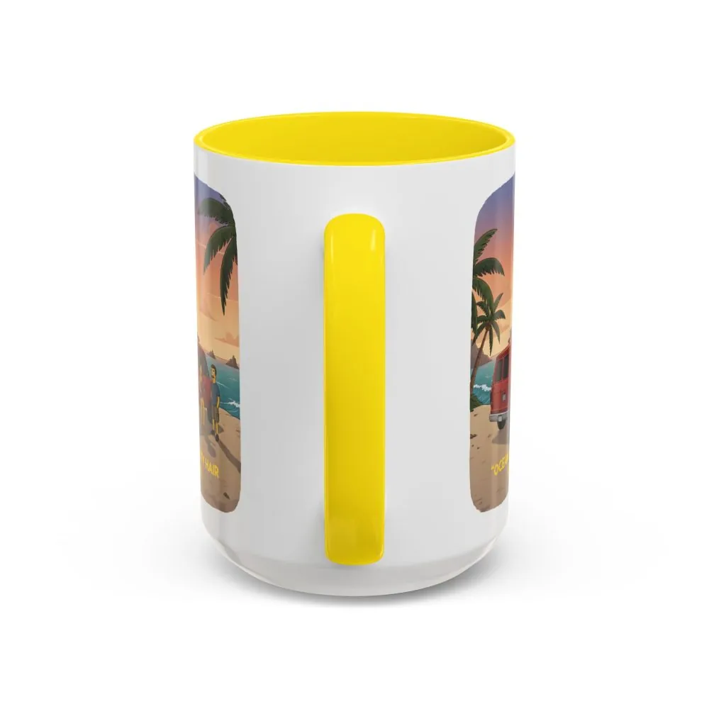Accent Coffee Mug (11, 15oz) — "Ocean Air Salty Hair Van Life" Design Sitcom-Line