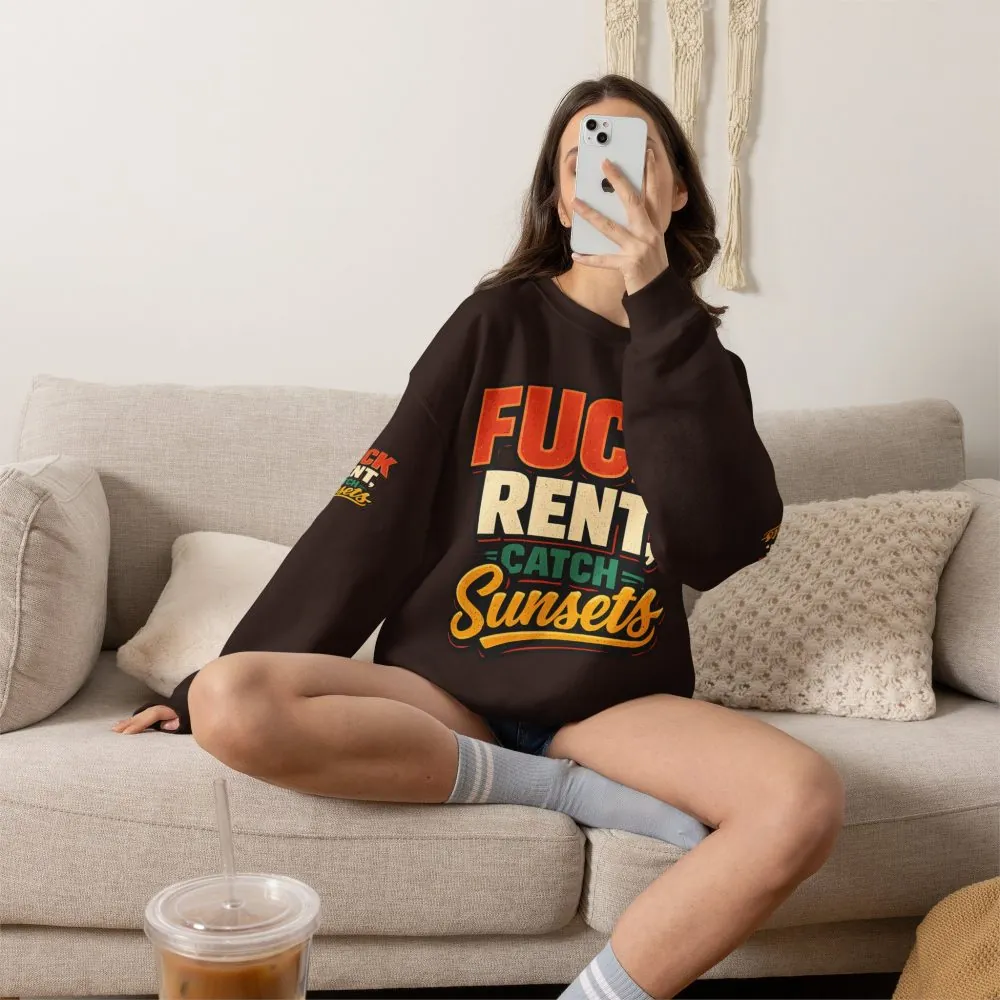 13242434638785991527_2048.jpeg Unisex Heavy Blend™ Crewneck Sweatshirt — "Fuck Rent Catch Sunsets" Design F**K-Line