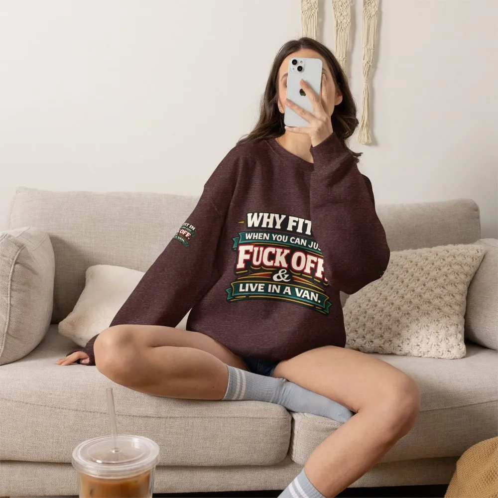 Unisex Heavy Blend™ Crewneck Sweatshirt — "Why Fit In" Design F**K-Line