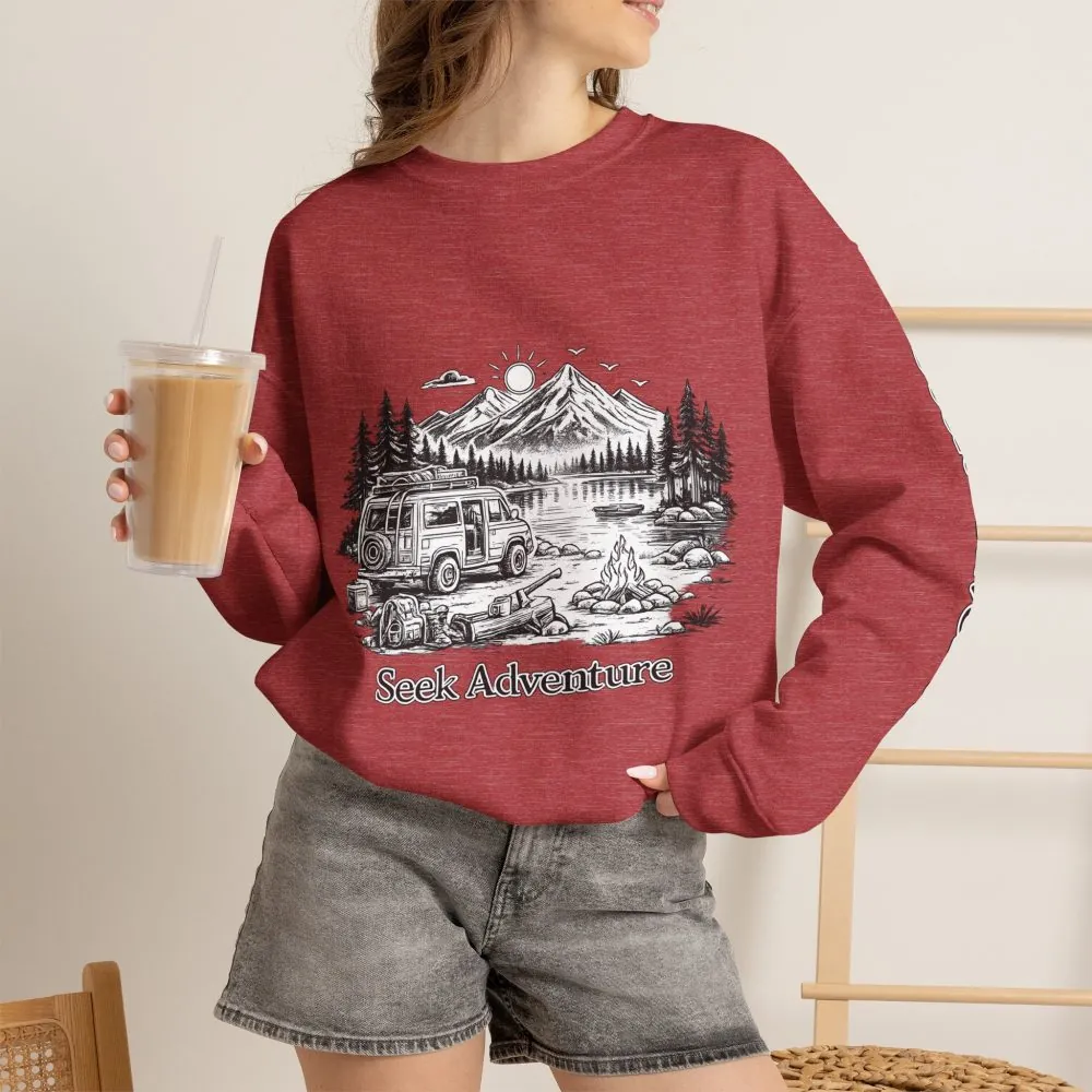 13254313320610238036_2048.jpeg Unisex Heavy Blend™ Crewneck Sweatshirt — "Seek Adventure" Design Minimal-Line