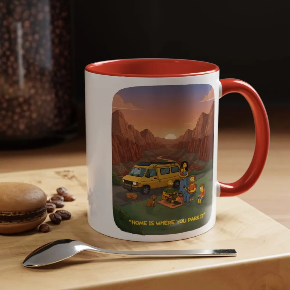 Accent Coffee Mug (11, 15oz) — "Home Is Where You Park It" Design Sitcom-Line