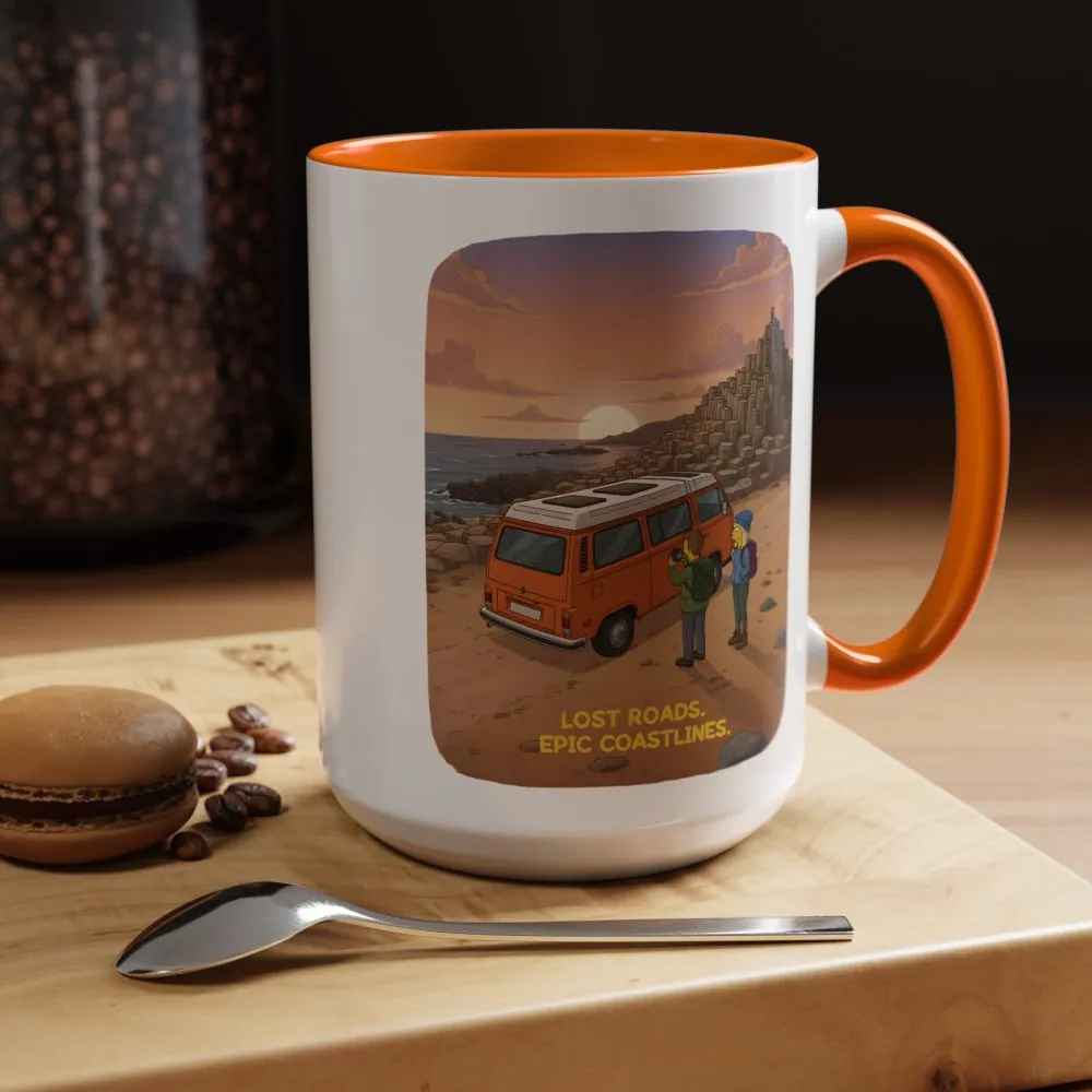 Accent Coffee Mug (11, 15oz) — "Lost Roads Epic Coastlines" Design Sitcom-Line