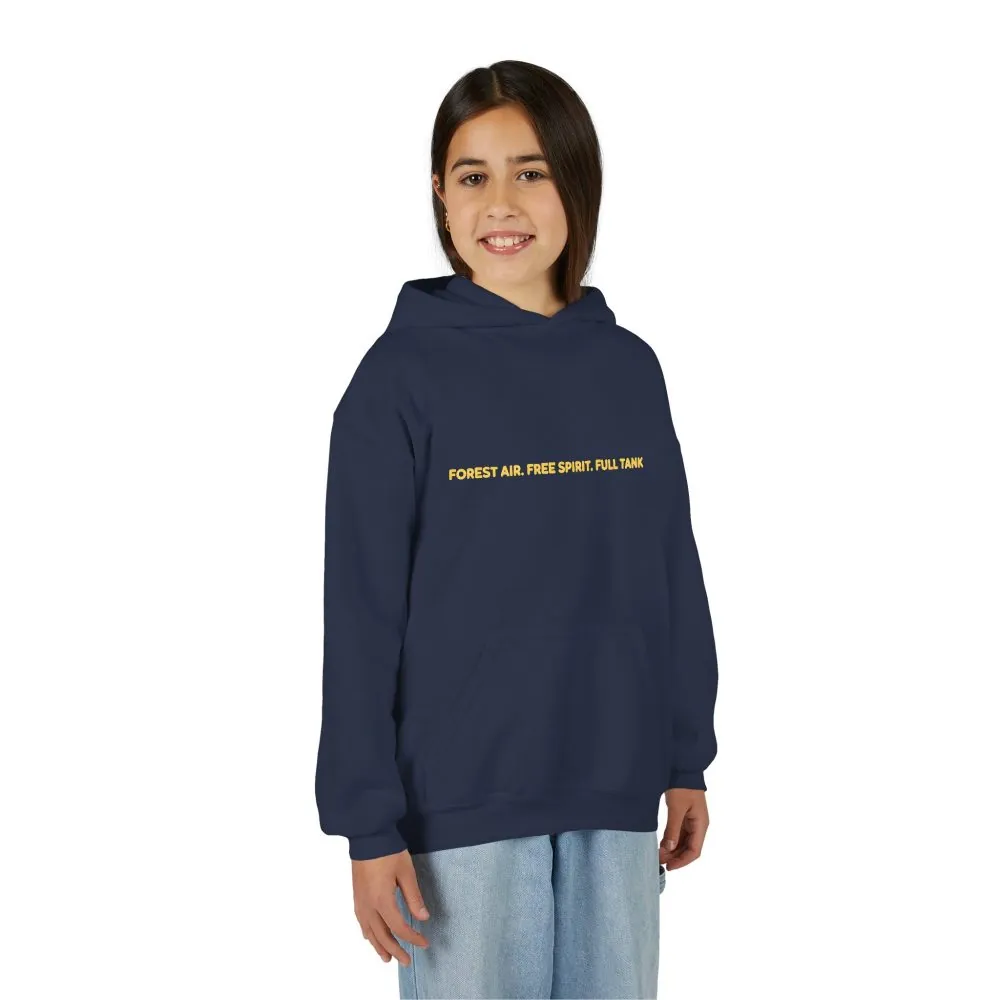 Youth Hoodie(Gildan) – "Forest Air Free Spirit Full Tank" (Design Sitcom-Line)