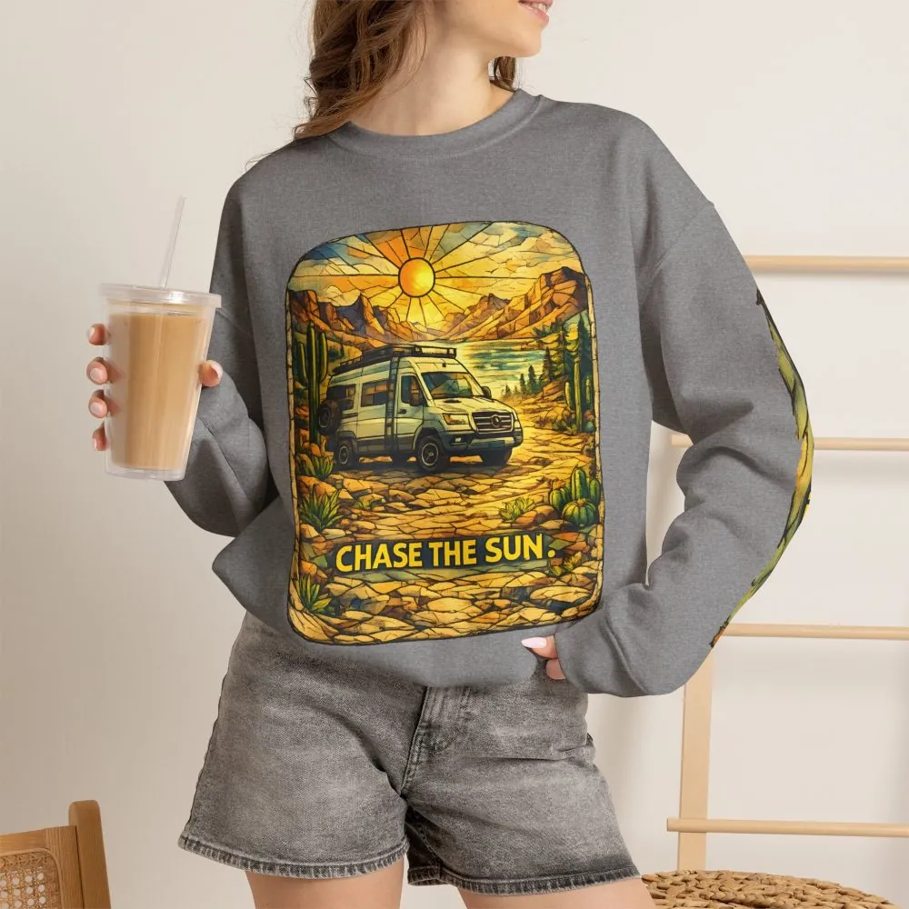 13276252743303053274_2048.jpeg Unisex Heavy Blend™ Crewneck Sweatshirt — "Chase The Sun" Design Cubic-Line