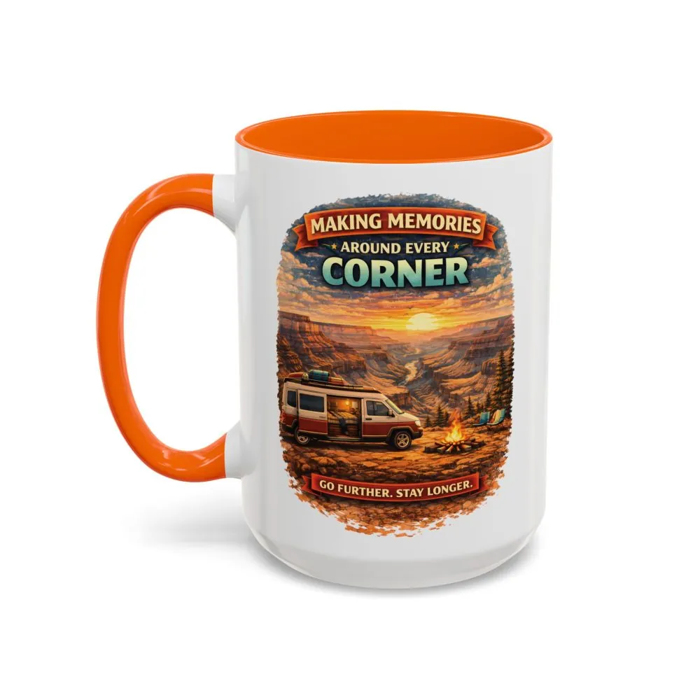 Accent Coffee Mug (11, 15oz) — "Making Memories Around Every Corner" Design Scenic-Line