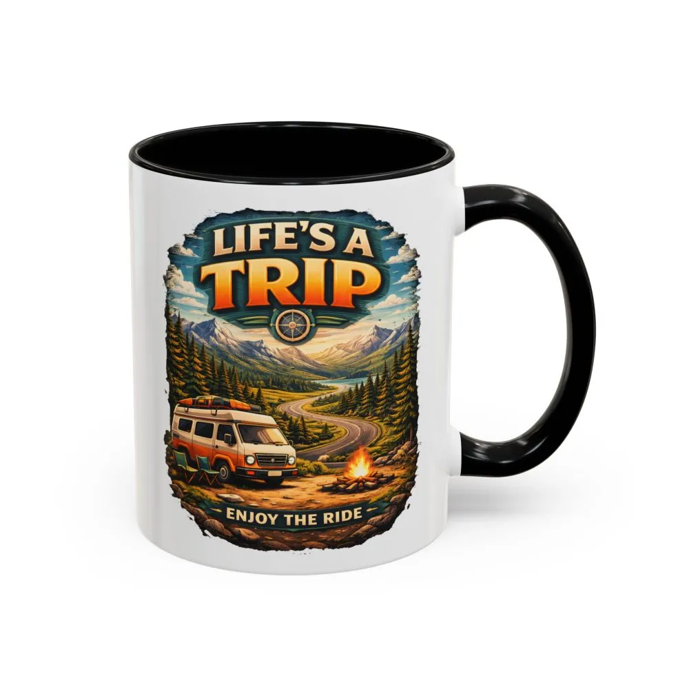 Accent Coffee Mug (11, 15oz) — "Life s A Trip" Design Scenic-Line