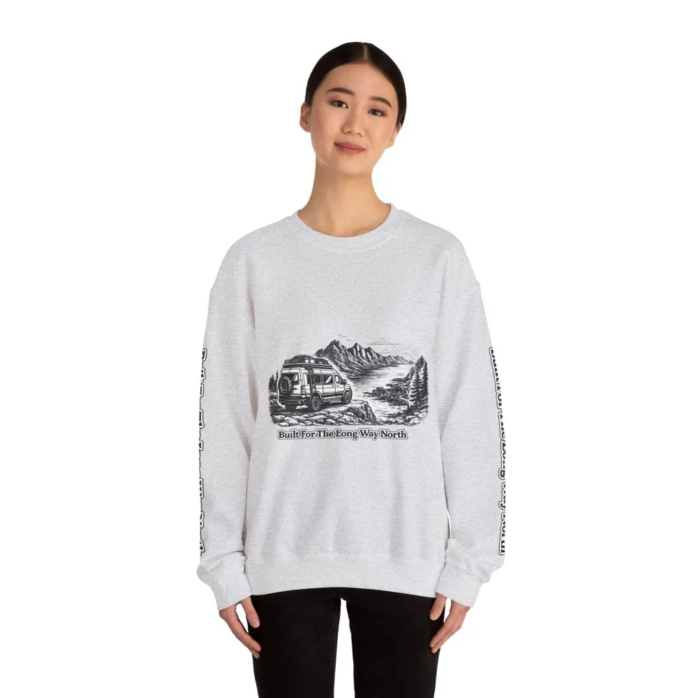 13295125701589799577_2048.jpeg Unisex Heavy Blend™ Crewneck Sweatshirt — "Built For The Long Way North" Design Minimal-Line