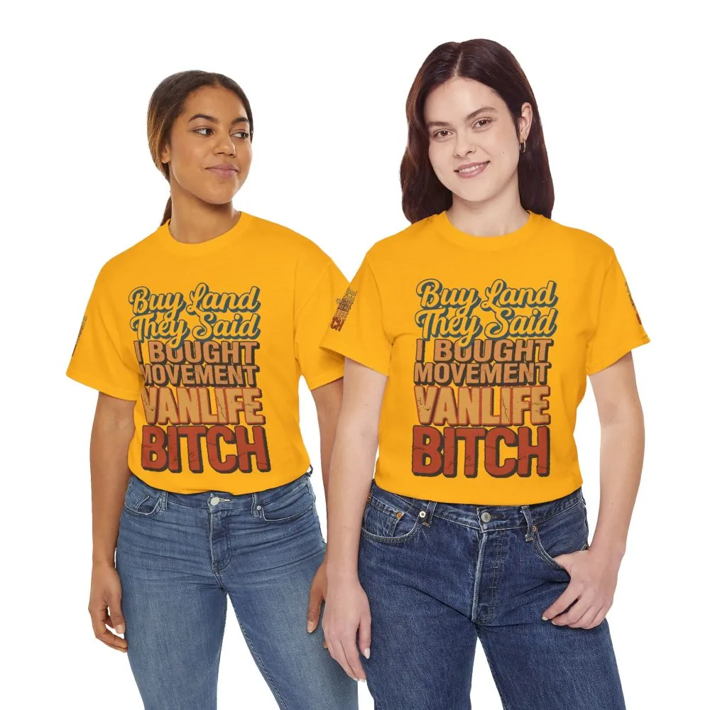 Unisex Heavy Cotton Tee — "Buy Land They Said" Design F**K-Line