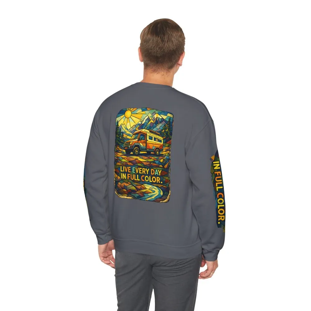 13326776661513865497_2048.jpeg Unisex Heavy Blend™ Crewneck Sweatshirt — "Live Every Day InFull Color" Design Cubic-Line
