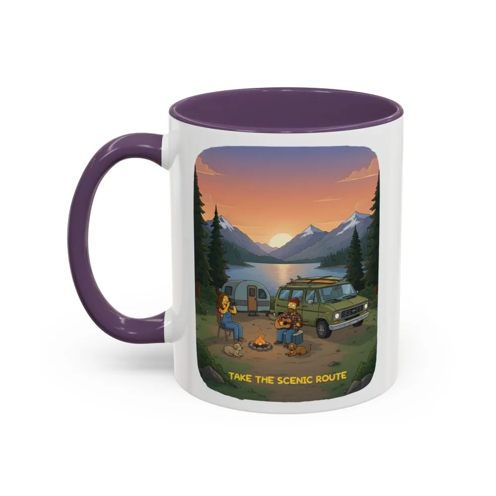 Accent Coffee Mug (11, 15oz) — "Take The Scenic Route" Design Sitcom-Line