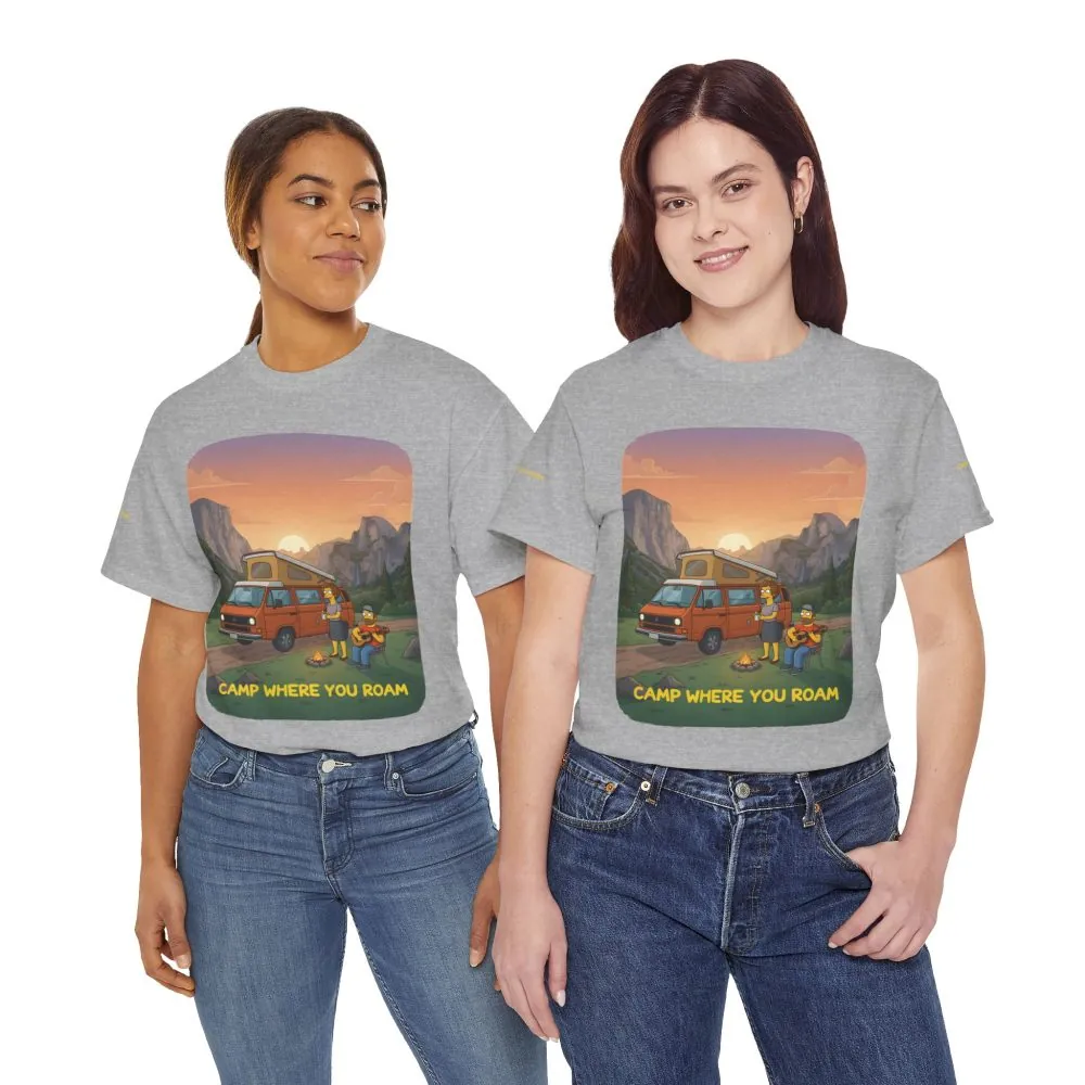 Unisex Heavy Cotton Tee — "Camp Where You Roam" Design Sitcom-Line