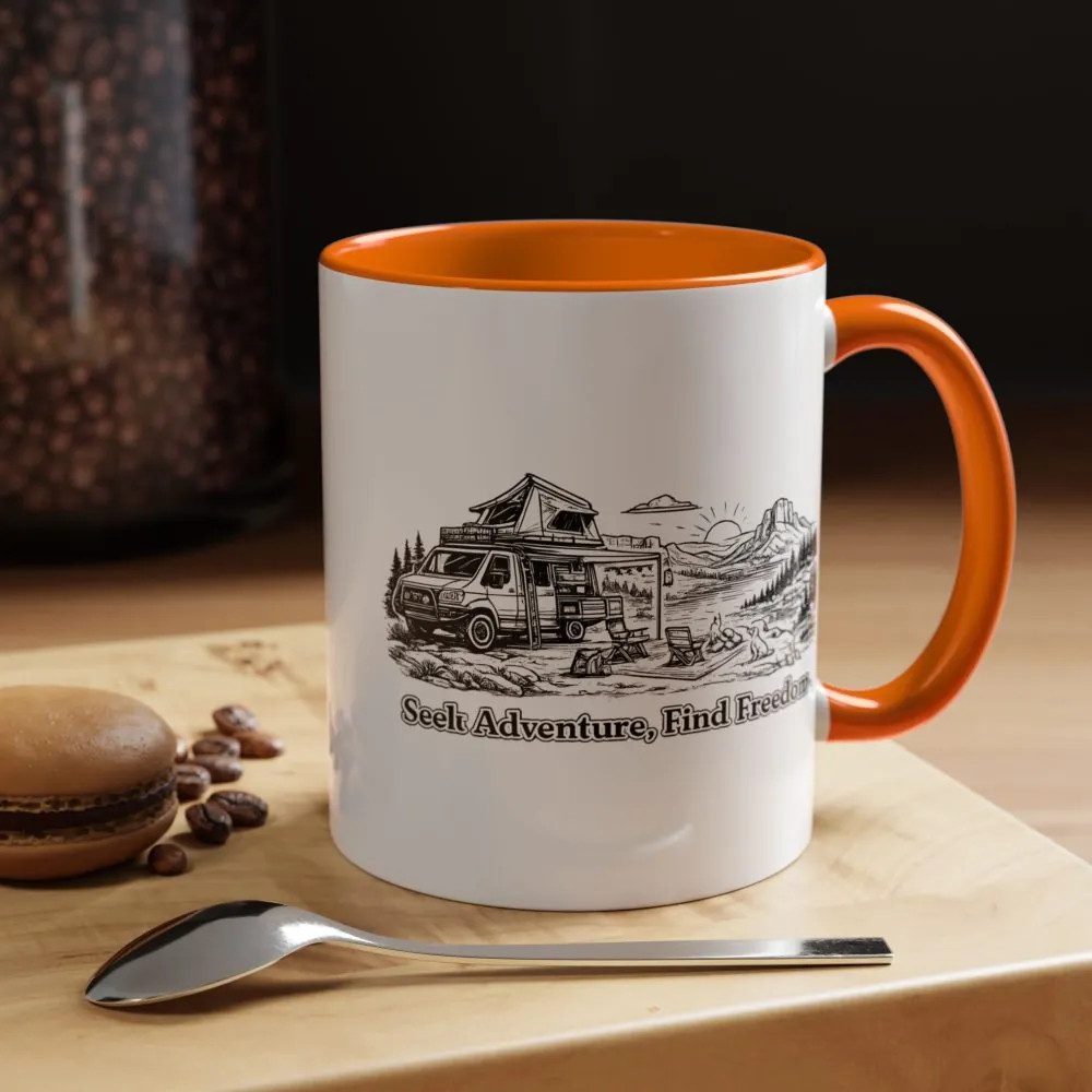 13337100342803543479_2048.jpeg Accent Coffee Mug (11, 15oz) — "Seek Adventure, Find Freedom" Design Minimal-Line