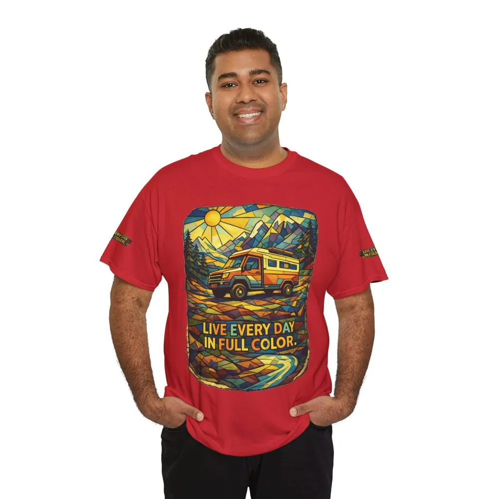 1333752139259491231_2048.jpeg Unisex Heavy Cotton Tee — "Live Life Every Day In Full Color" Design Cubic-Line