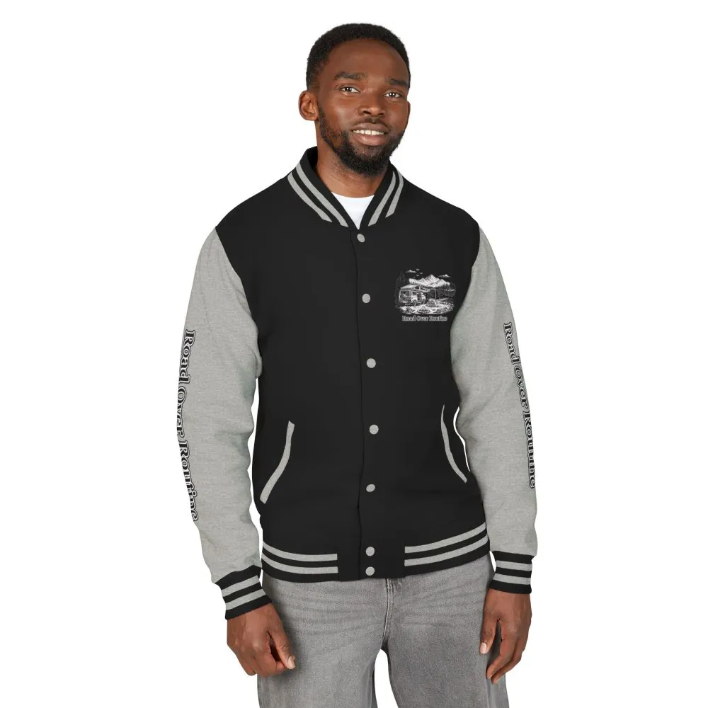13343618486442202383_2048.jpeg Unisex Heavyweight Letterman Jacket — "Road Over Routine" Travel Varsity Coat