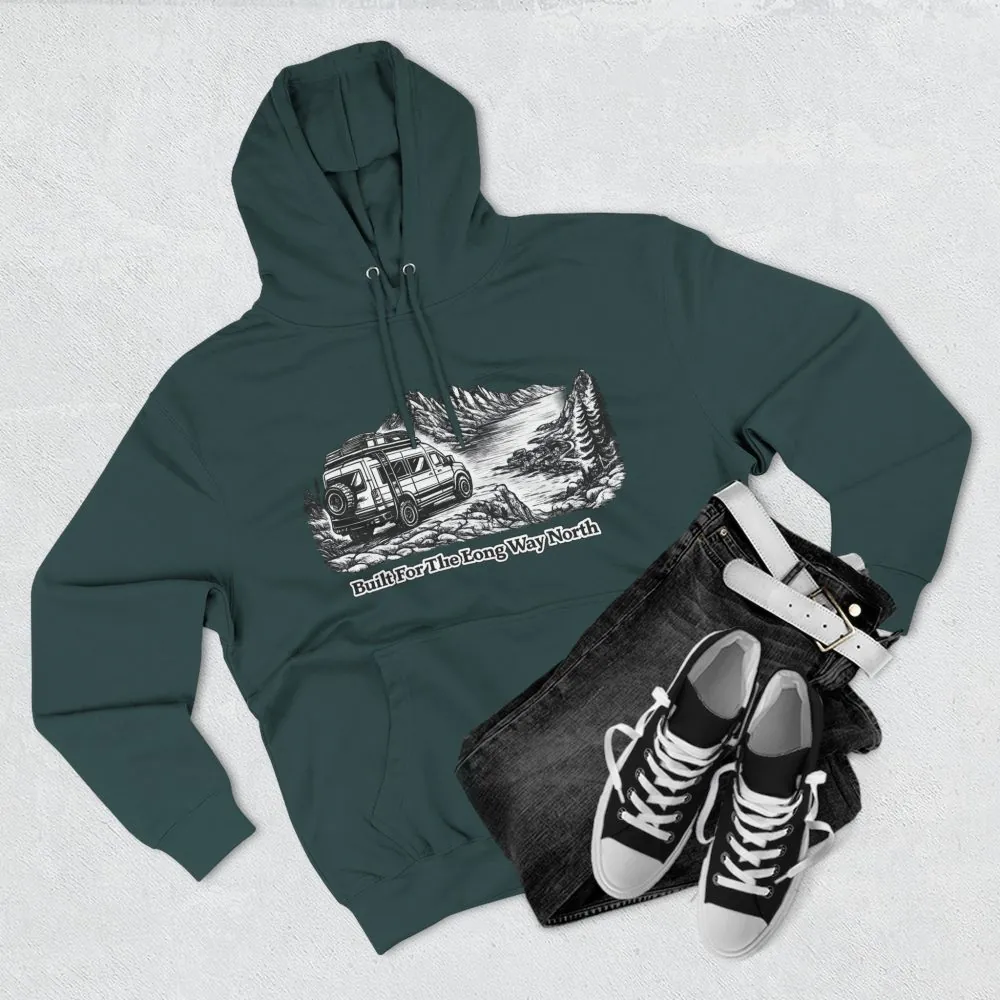13344766567351163851_2048.jpeg Three-Panel Fleece Hoodie - "Built For The Long Way North" Design Minimal-Line
