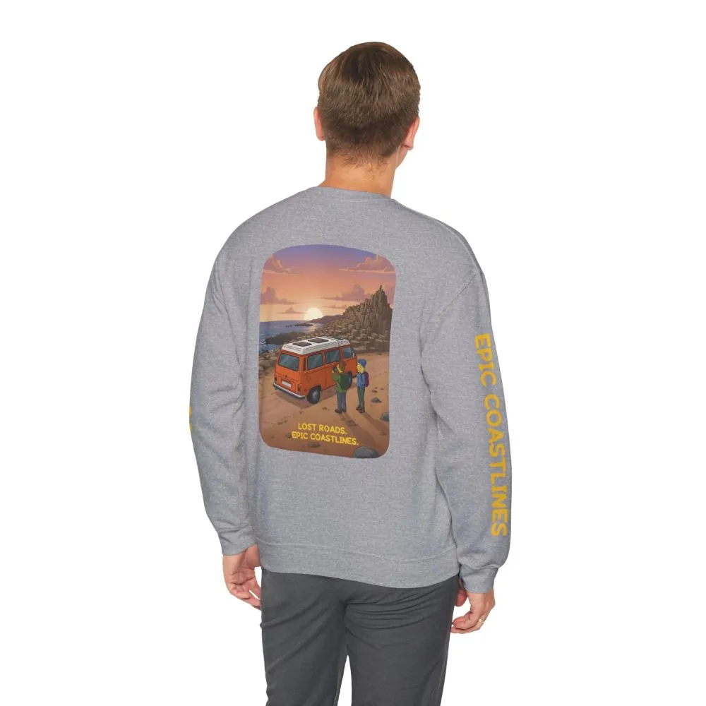 13348959159773330889_2048.jpeg Unisex Heavy Blend™ Crewneck Sweatshirt — "Lost Roads Epic Coastlines" Design Sitcom-Line