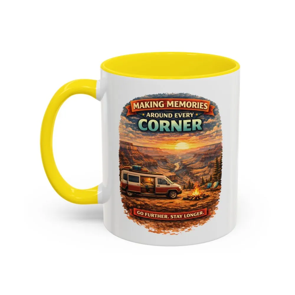 Accent Coffee Mug (11, 15oz) — "Making Memories Around Every Corner" Design Scenic-Line