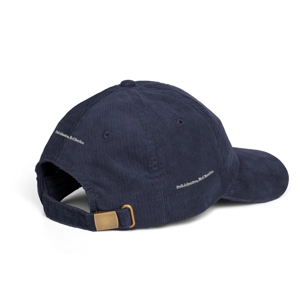 Vintage Corduroy Cap (Embroidery) — "Seek Adventure, Find Freedom" Embroidered Hat