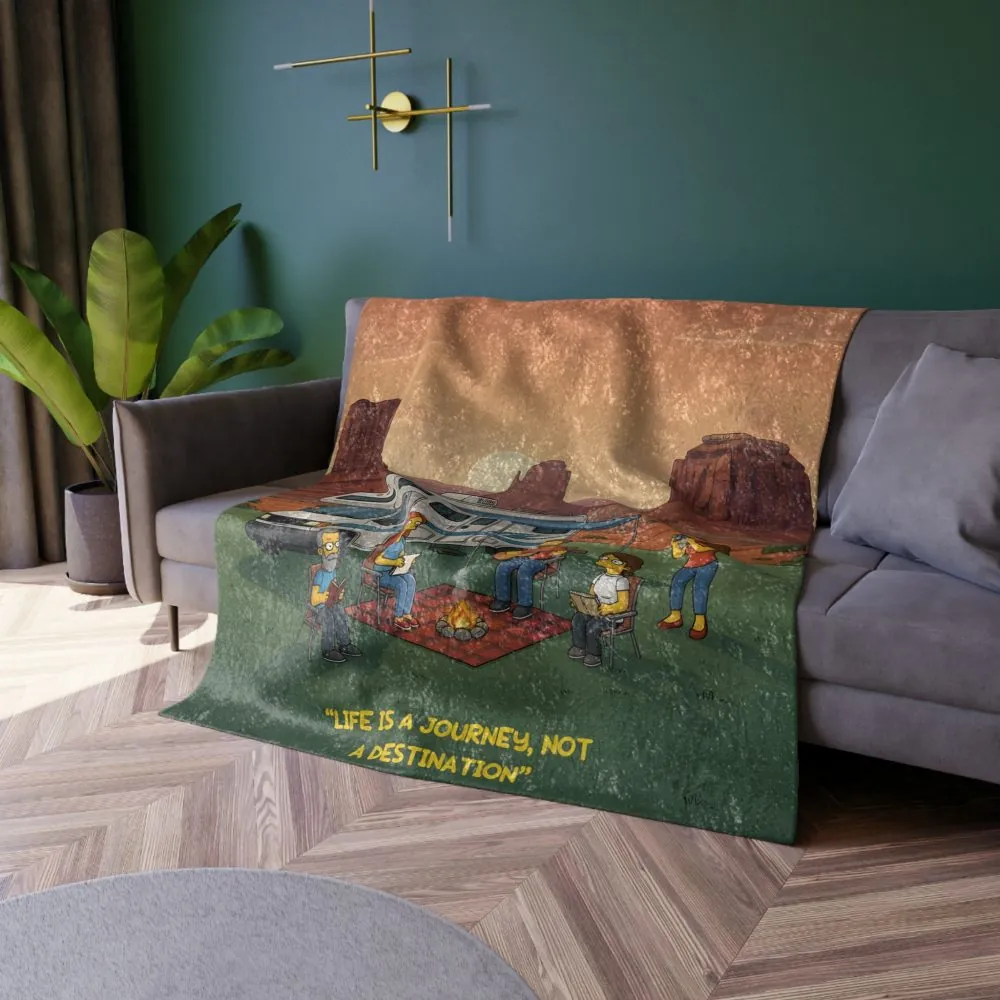1340032926607106590_2048.jpeg Crushed Velvet Blanket —"Life Is A Journey-Not A Destination" Design Sitcom-Line (Campervan)