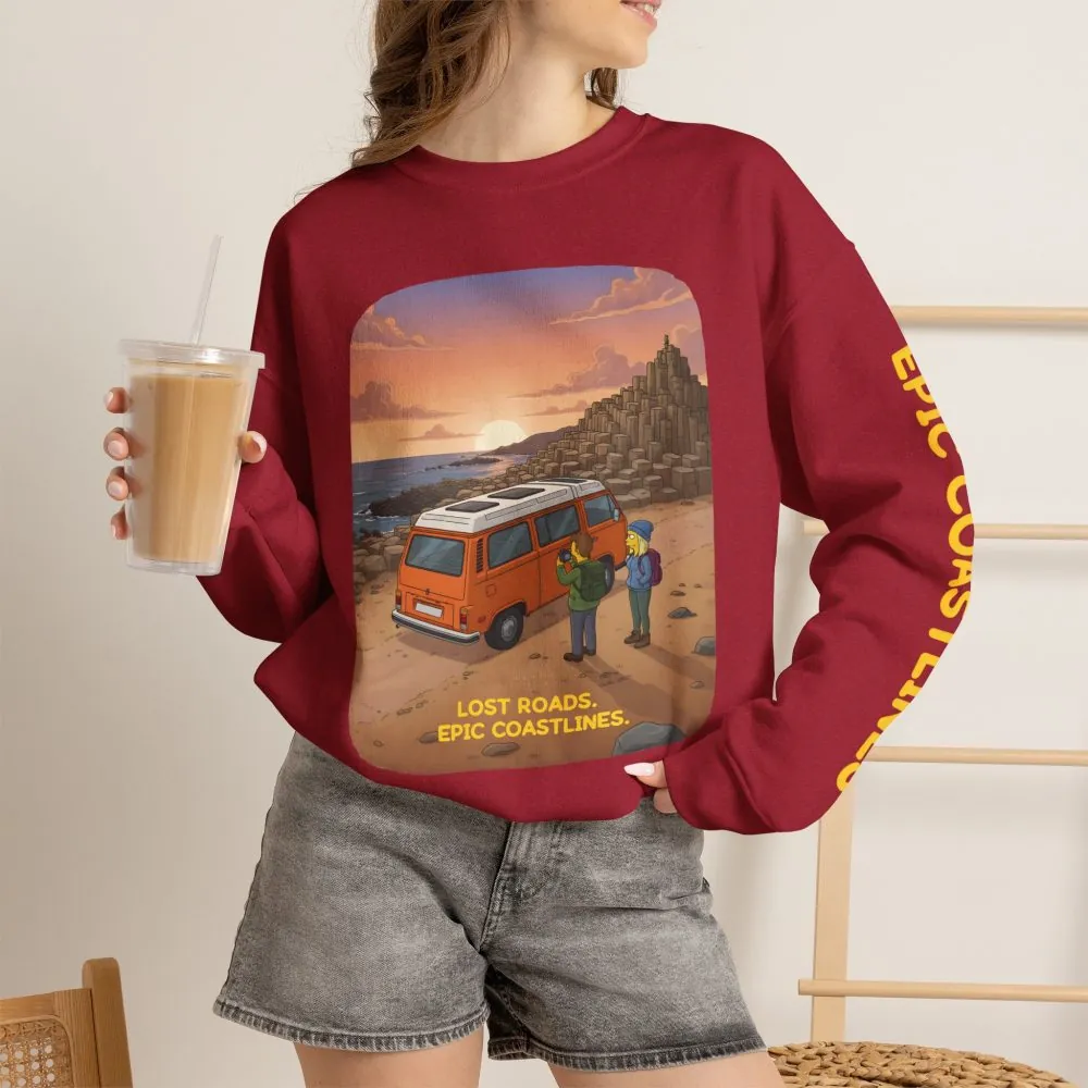 13401227971268876623_2048.jpeg Unisex Heavy Blend™ Crewneck Sweatshirt — "Lost Roads Epic Coastlines" Design Sitcom-Line