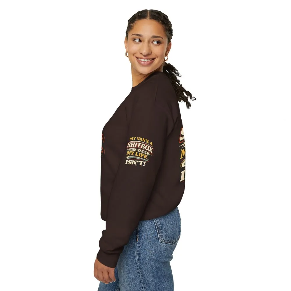 Unisex Heavy Blend™ Crewneck Sweatshirt — "My Van`s A Shitbox" Design F**K-Line