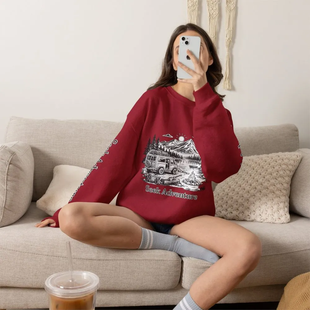 13415789772098378582_2048.jpeg Unisex Heavy Blend™ Crewneck Sweatshirt — "Seek Adventure" Design Minimal-Line