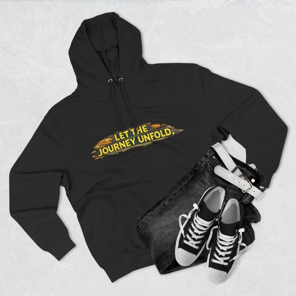 Three-Panel Fleece Hoodie - "Let The Journey Unfold" Design Cubic-Line