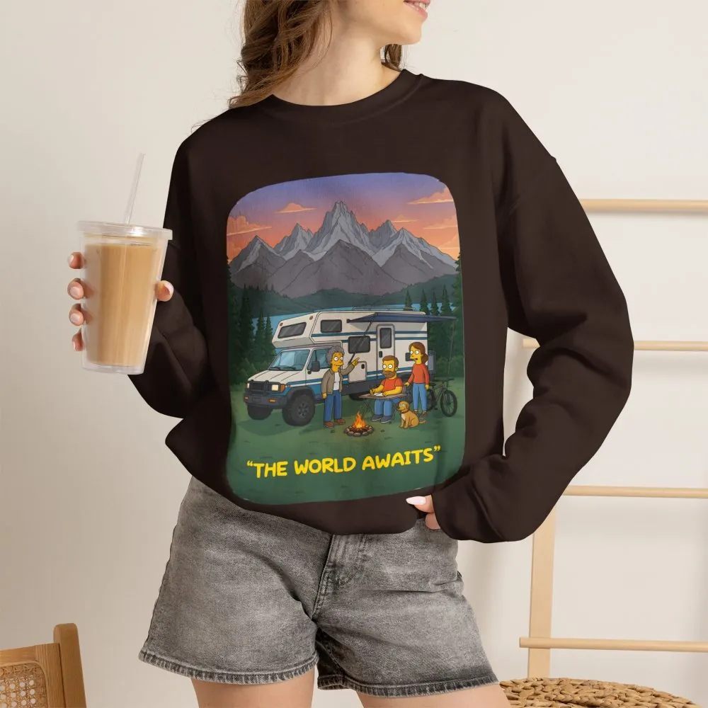 13439657011371299623_2048.jpeg Unisex Heavy Blend™ Crewneck Sweatshirt — "The World Awaits" Design Sitcom-Line