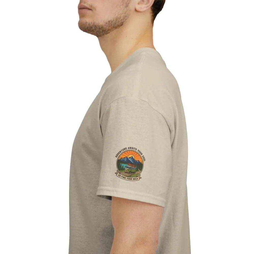 13446221258381714469_2048.jpeg Unisex Heavy Cotton Tee — “Adventure Awaits Your Soul: Go Find Your Wild” Van & Mountain Graphic