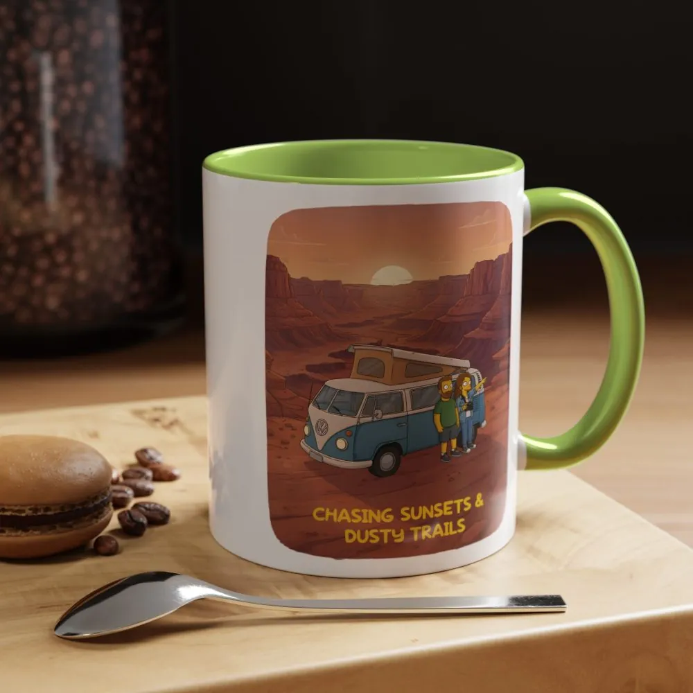 13458787616965191466_2048.jpeg Accent Coffee Mug (11, 15oz) — "Chasing Sunsets And Dusty Trails" Design Sitcom-Line