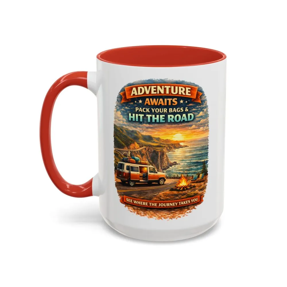 13463253358542901613_2048.jpeg Accent Coffee Mug (11, 15oz) — "Adventure Awaits-Pack Your Bags" Design Scenic-Line