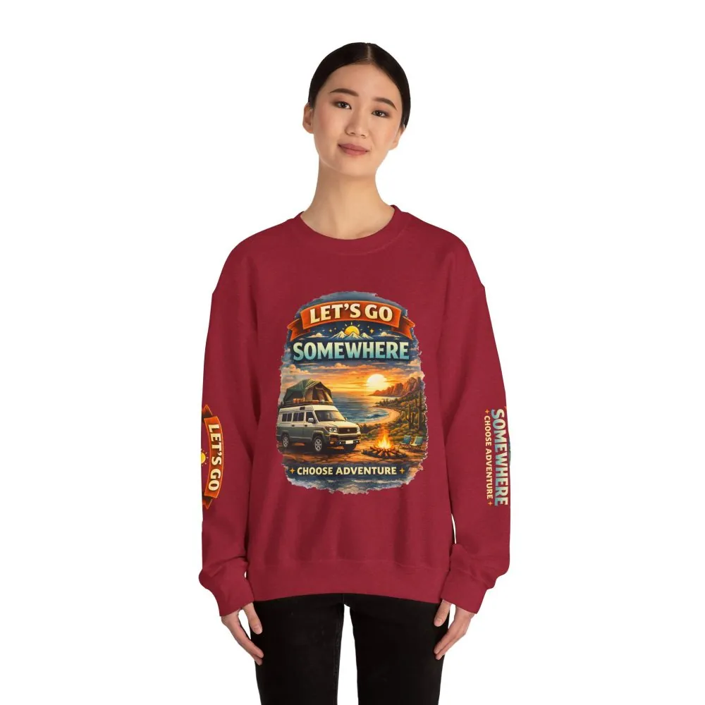 13464205690495428280_2048.jpeg Unisex Heavy Blend™ Crewneck Sweatshirt — "Lets Go Somewhere" Design Scenic-Line