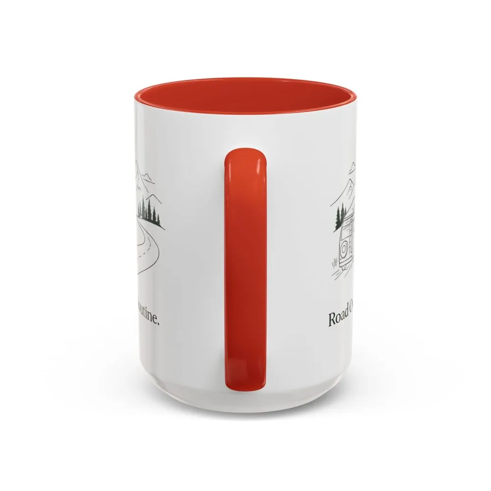 Accent Coffee Mug (11, 15oz) — "Road Over Routine" Design Minimal-Line