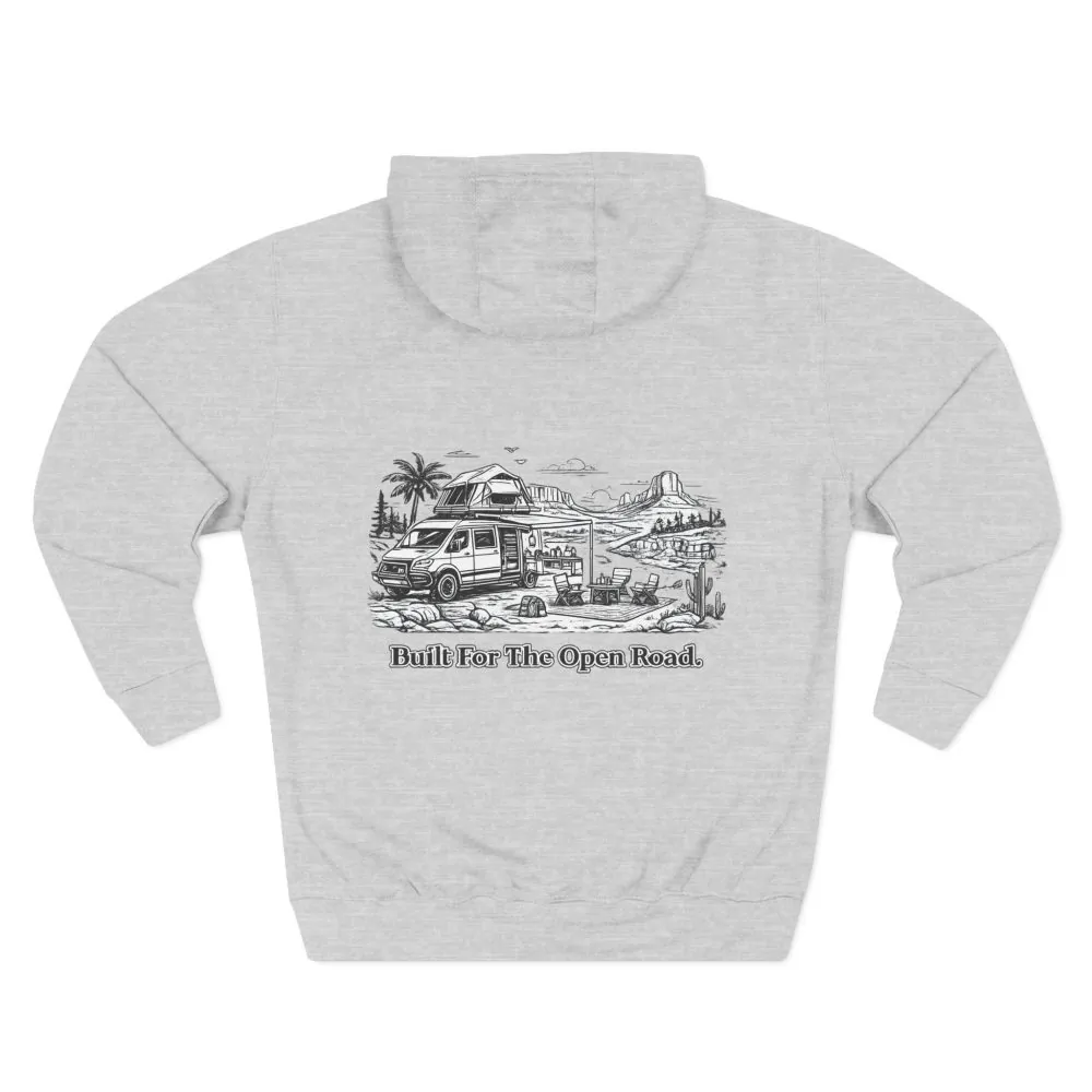 13476709755638980884_2048.jpeg Three-Panel Fleece Hoodie - "Built For The Open Road" Design Minimal-Line