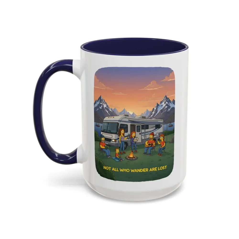 Accent Coffee Mug (11, 15oz) — "Not All Who Wander Are Lost" Design Sitcom-Line