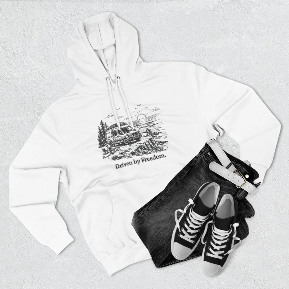 13500671025856456502_2048.jpeg Three-Panel Fleece Hoodie - "Driven By Freedom" Design Minimal-Line