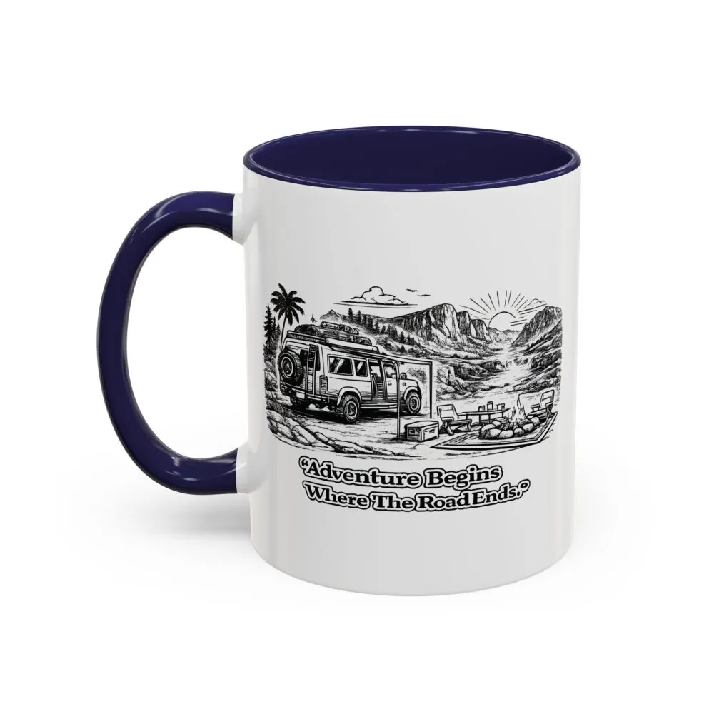 13505036974309424870_2048.jpeg Accent Coffee Mug (11, 15oz) — "Adventure Begins Where The Road Ends" Design Minimal-Line