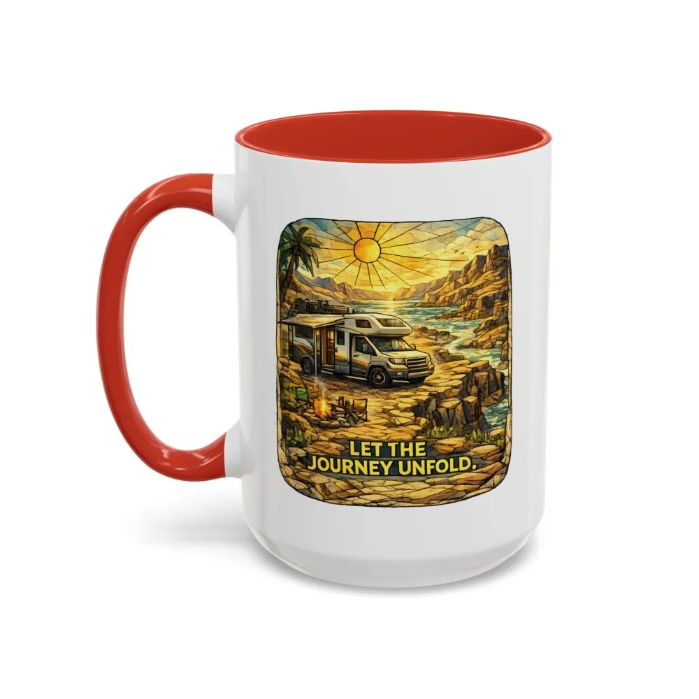 Accent Coffee Mug (11, 15oz) — "Let The Journey Unfold" Design Cubic-Line