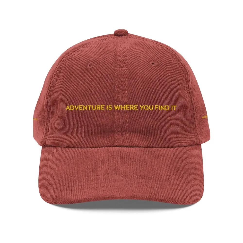 13521491315580451279_2048.jpeg Vintage Corduroy Cap (Embroidery) — "Adventure Is Where You Find It" Embroidered Hat