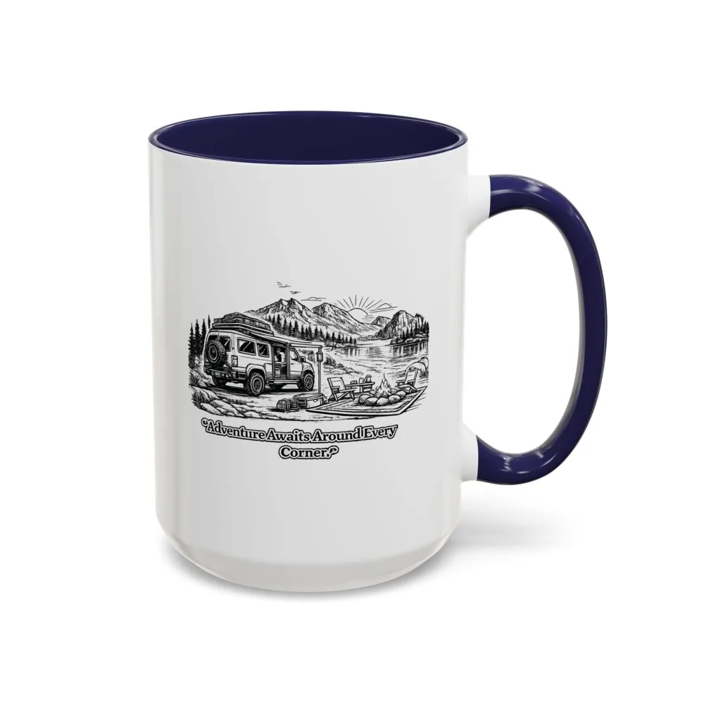 13539370730819889886_2048.jpeg Accent Coffee Mug (11, 15oz) — "Adventure Awaits Around Every Corner" Design Minimal-Line