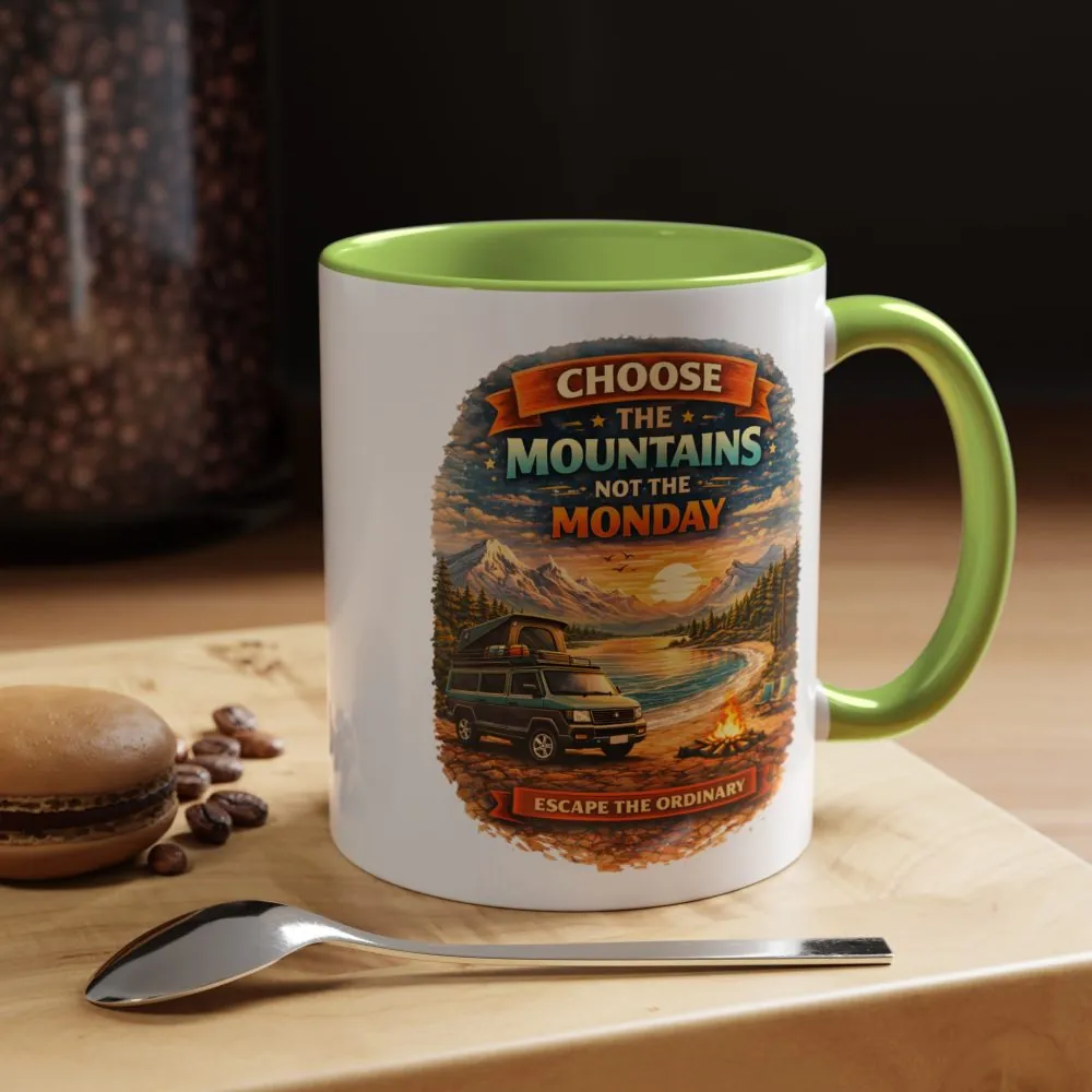 Accent Coffee Mug (11, 15oz) — "Choose The Mountens" Design Scenic-Line