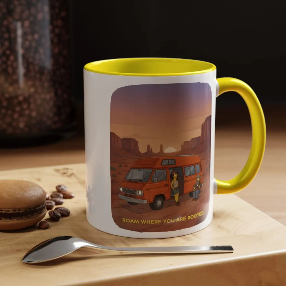 Accent Coffee Mug (11, 15oz) — "Roam Where You Are Rooted" Design Sitcom-Line